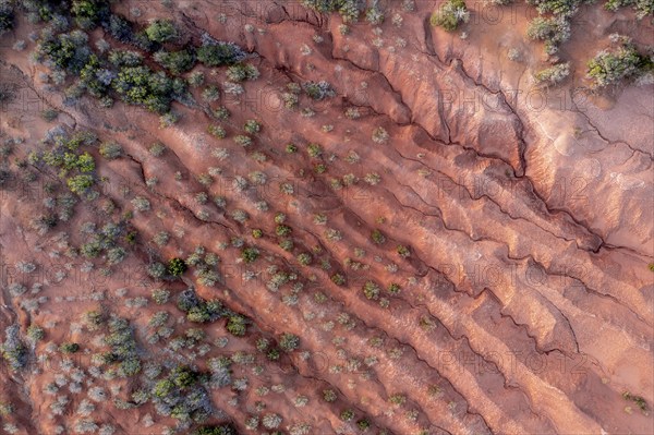 Red earth, erosion, above the cliff, Agulo, La Gomera, Canary Islands, Spain, Europe
