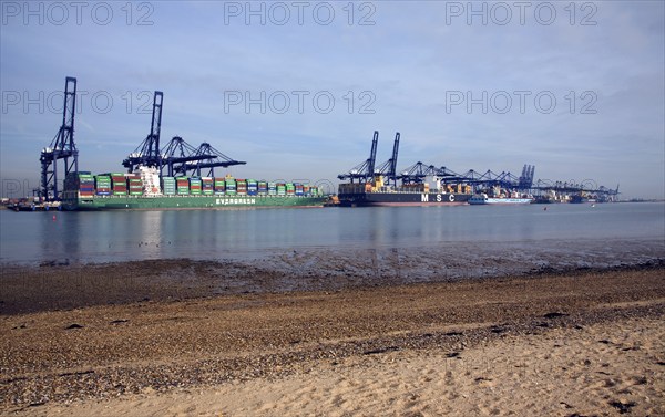 Container ships and cranes in the Port of Felistowe, Britain's busiest container port, pictured