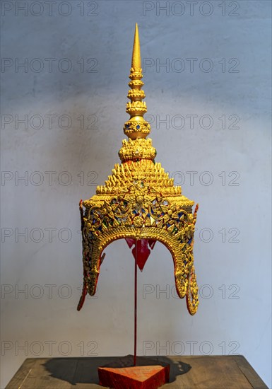 Golden Nang Keo Headdress for classical dance performances on display at Heuan Chan Heritage House,