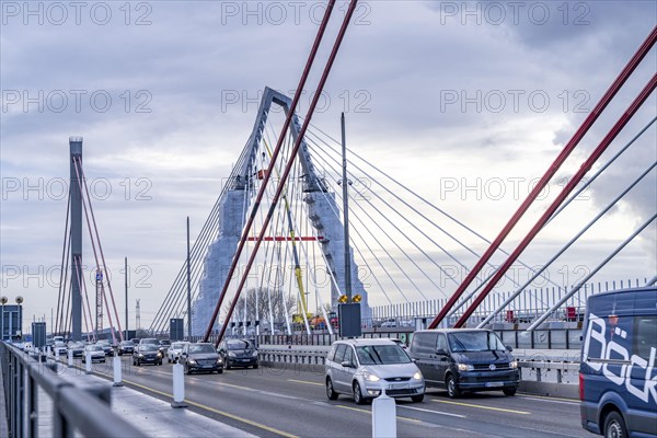 New construction of the A1 motorway bridge over the Rhine near Leverkusen, after completion of the