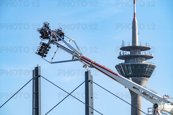The Rhine Fair in Düsseldorf, in the Rhine meadows in the Oberkassel district, on the Rhine, North