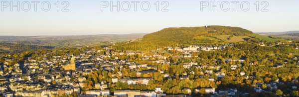 Town view with St Annenkirche and Pöhlberg, Annaberg-Buchholz, Saxony, Germany, Europe