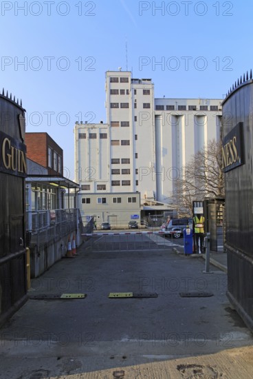 Entrance gateway from Thomas Street to part Guinness Brewery, St. James' Gate, Dublin, Ireland,