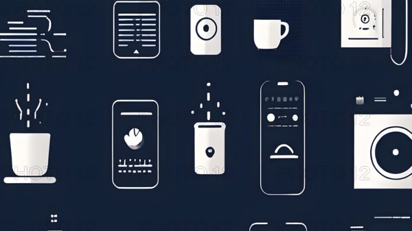 Abstract illustration wallpaper symbolizing the essence of mobile working, AI generated