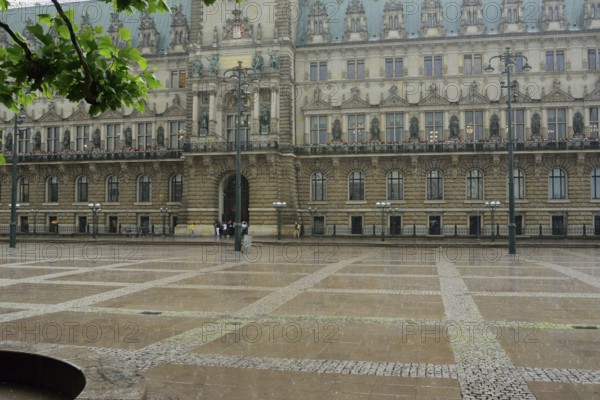 Europe, Germany, Hamburg, Rathausmarkt, Rain, Hamburg, Hamburg, Federal Republic of Germany, Europe