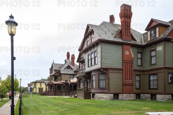 Muskegon, Michigan, The Thomas Hume house (right) and the Charles Hackley house at the Hackley and