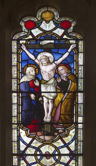 Stained glass window church of Saint John, Saxmundham, Suffolk, England, UK by Lavers, Barrand and