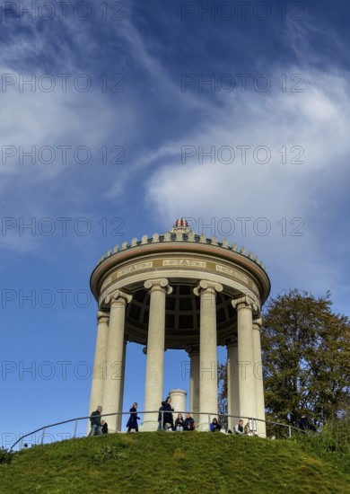 English Garden with Monopteros in autumn, dynamic cloud structure, Munich, Bavaria, Germany, Europe
