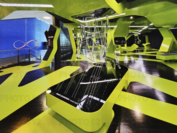 Futuristic exhibition Level Green with three-dimensional network, Autostadt, Wolfsburg, Lower