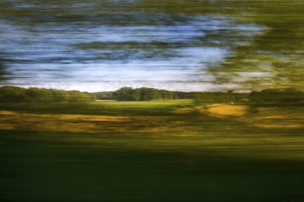 Long exposure from a moving train, Hannoversch Münden, Lower Saxony, Germany, Europe