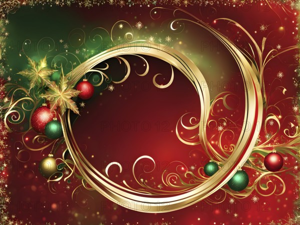 Abstract wallpaper illustration of Christmas symbols for gift cards, swirling shapes and lines, in