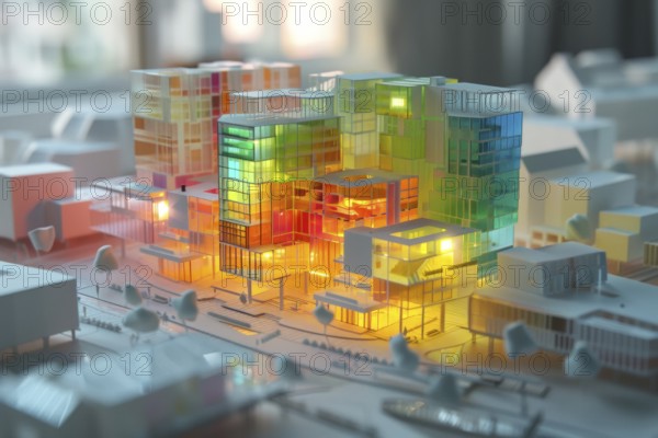 Architectural model made of plastic, illuminated, model making for architecture, design,