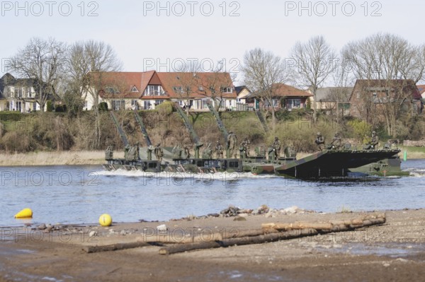 Amphibious vehicles of the type Amphibie M3 of the Bundeswehr taken during the military exercise