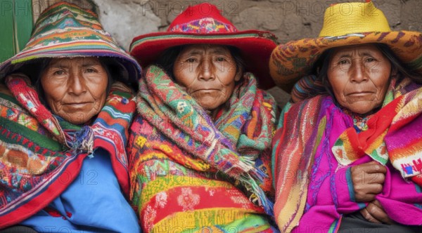 Indigenous peoples of Andes and South America in national clothes., AI generated