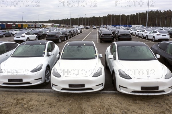 Tesla Y models produced in the Tesla Giga Factory, Grünheide, 28.01.2023
