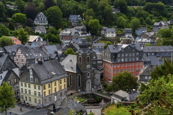 The town of Monschau, in the Eifel, on the river Rur, the Red House, North Rhine-Westphalia,