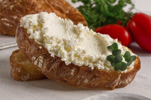 Sandwich, with cream cheese, homemade, on a cutting board, rustic style, no people, selective