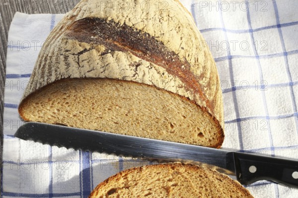 Close-up of a good, crusty sliced loaf of bread