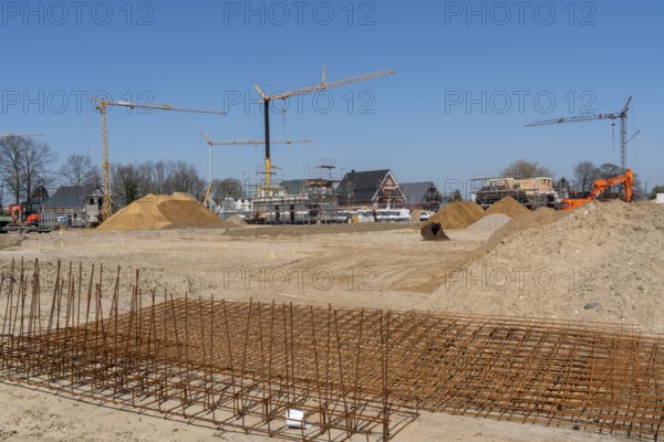New development area, Am Schwan, in Wesel, where 70 detached and semi-detached houses are being