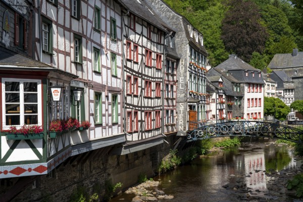 The town of Monschau, in the Eifel, on the river Rur, North Rhine-Westphalia, Germany, Europe