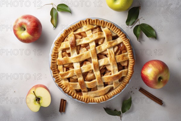 Top view of apple pie. KI generiert, generiert AI generated