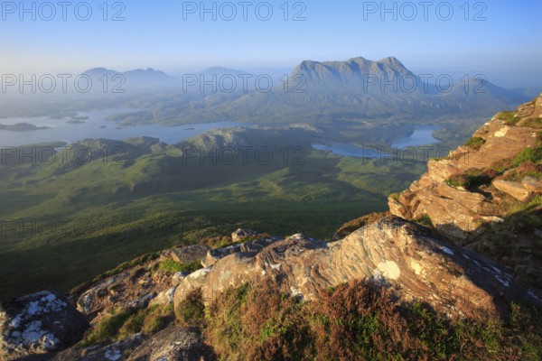 View of Suilven and Cul Mor, Sutherland, Scotland, Great Britain