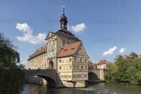 Historic Town Hall on the Regnitz, Bridge Town Hall, Bamberg, Upper Franconia, Bavaria, Germany,