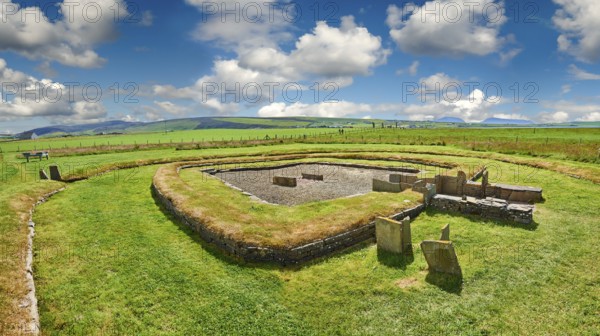 Structure 8 of the Neolithic Barnhouse Settlement archaeological site, circa 3000 BC, Loch of