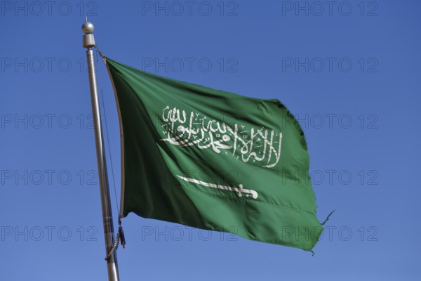 Saudi National Flag, AlUla, Medina Province, Saudi Arabia, Arabian Peninsula, Asia