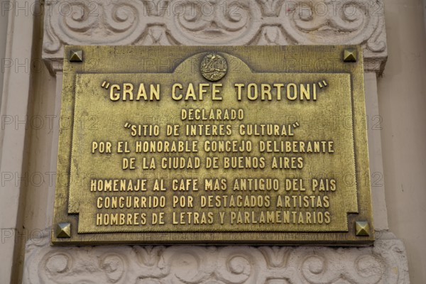 Sign at Café Tortoni, coffee house on the Avenida de Mayo, Buenos Aires, Argentina, South America