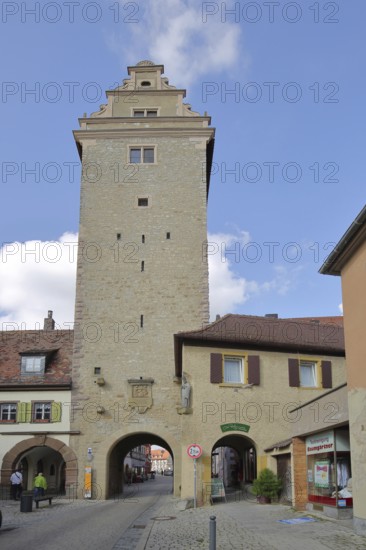 Historic Upper Gate, Town Gate, Town Tower, Volkach, Lower Franconia, Franconia, Bavaria, Germany,