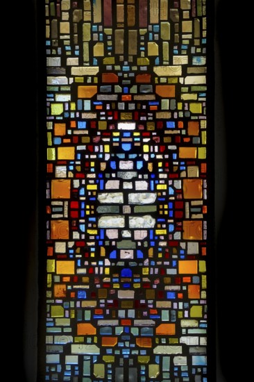 Glass blocks, coloured glass, cemetery near the parish church of St. Mauritius, Langenenslingen,