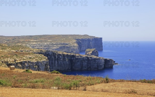 Coastal landscape near Gharb, island of Gozo, Malta view to San Dimitri Point headland