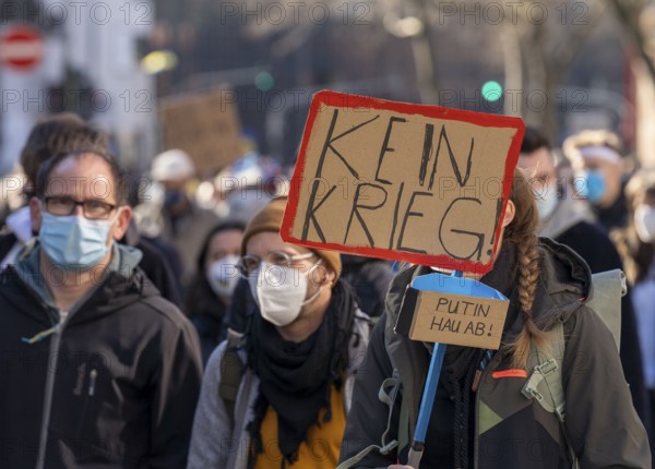 Peace demonstration against the war in Ukraine, instead of the Rose Monday parade in Cologne, with