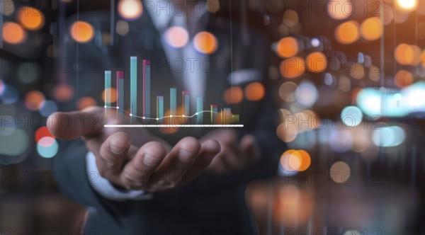 Marketer at stock exchange tracing recent trends and analyzing investments., AI generated