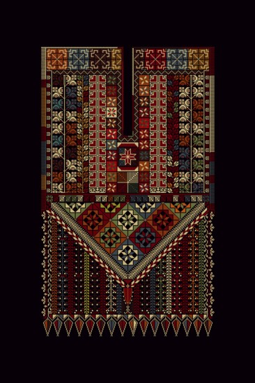Embroidery vector Tatreez template, Palestinian fashion neck ornament
