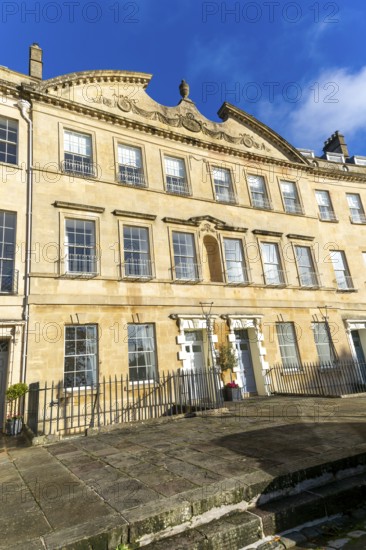 Georgian crescent of Somerset Place, Bath, Somerset, England, UK architect John Eveleigh started