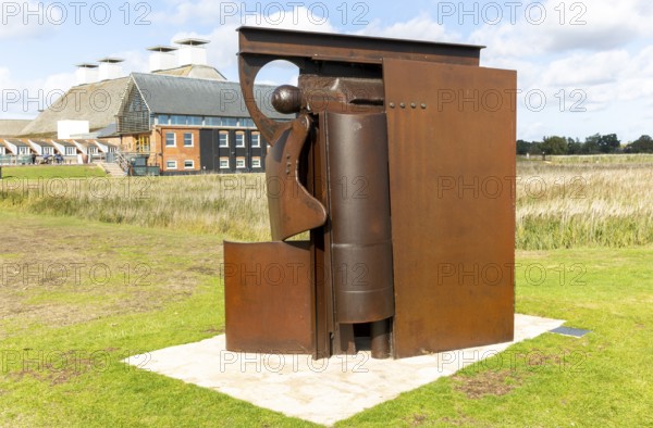 Steel sculpture artwork 'Erl King' 2009, by Sir Anthony Caro, Snape Maltings, Suffolk, England, UK