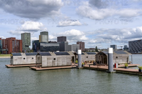 Floating hotel rooms, Wikkelboat in the Rijnhaven, the Rijnhaven, a 28-hectare harbour basin, has