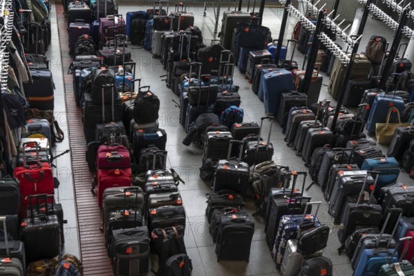 Luggage storage, cloakroom, in an exhibition hall, at the Hannover Messe, Lower Saxony, Germany,