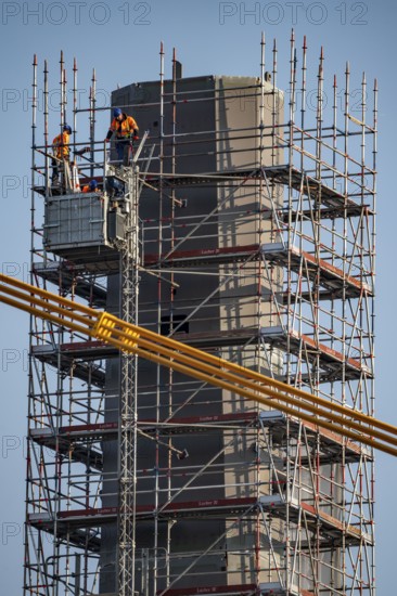New construction of the motorway bridge Neuenkamp of the A40, over the Rhine near Duisburg,