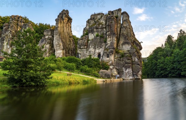 The Externsteine, a sandstone rock formation, Wiembecketeich, in the Teutoburg Forest, near