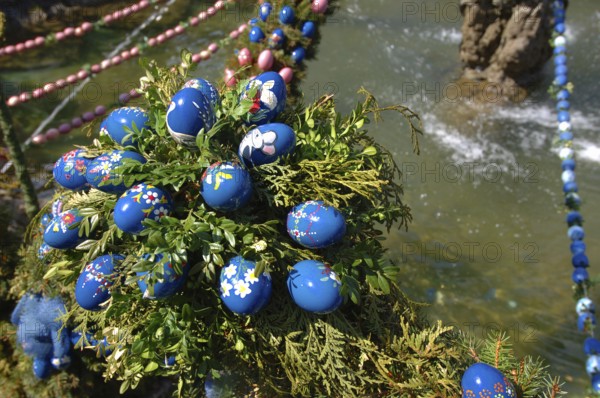 Easter custom, Easter fountain in Franconian Switzerland, detail, here in Bieberbach, district of