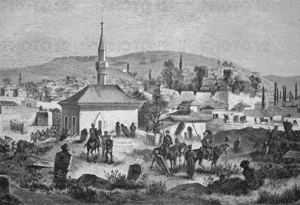 View of Plewna, Pleven, a town in Bulgaria in the valley of the river Tutschenitsa, Historical,