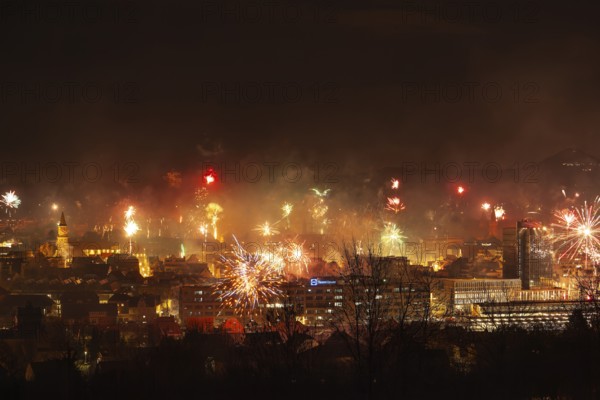 Göppingen with the Hohenstaufen in the background for the New Year's Eve fireworks 2023