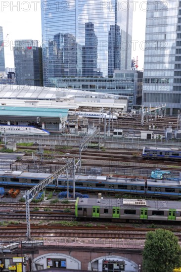 Shinkansen trains and regional trains at Tokyo Station in Tokyo, Japan, Asia