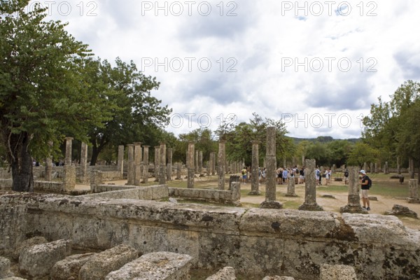Ancient ruins of the archaeological site of Olympia, UNESCO World Heritage Site, Élis, Peloponnese,