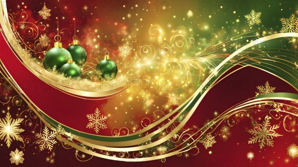 Abstract wallpaper illustration of Christmas symbols for gift cards, swirling shapes and lines, in
