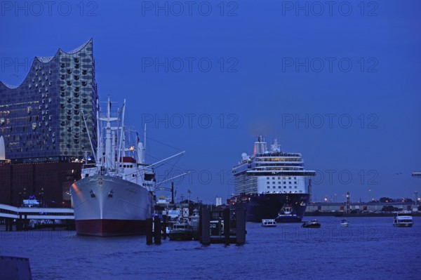 Hamburg, HafenCity, Elbe Philharmonic Hall concert hall, Mein Schiff 6. cruise ship