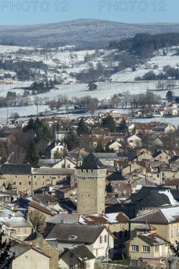 Malzieu-ville labelled Les Plus Beaux Villages de France, The belfry (tour de l'horloge) .